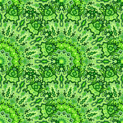 Fractal geometric seamless ornament. Hindu folk vector composition. Lace damask kaleidoscope flower seamless pattern. Summer swimwear print.