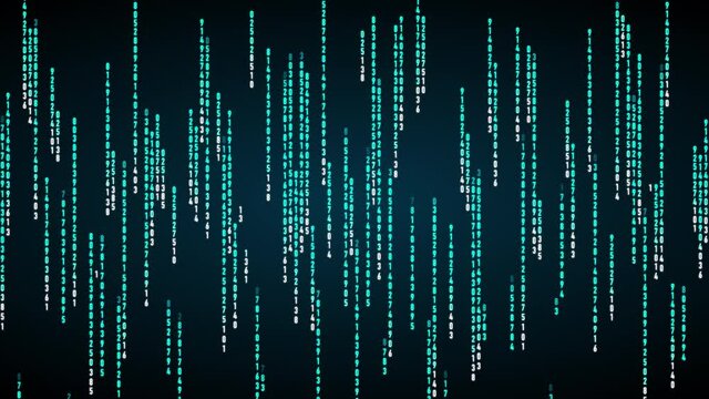 Falling blue code animation , Matrix digital code rain animation