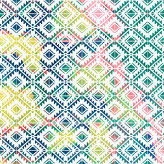 Geometric klim ikat pattern with grunge texture
