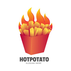 spicy fries vector gradient logo design template