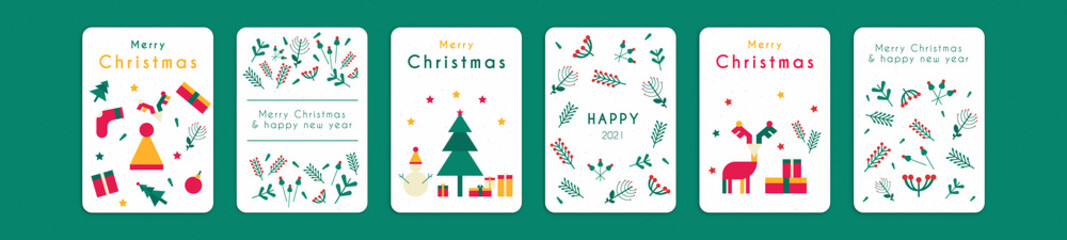 Christmas greeting cards for stores and brands. for using in brand packs. Happy new year geometric design. (for use in Shipping packages to customers) Vector