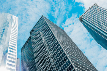 Fototapeta na wymiar Skyscrapers in a finance district at Manhattan. New York, USA.
