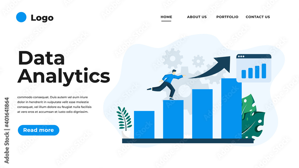 Poster modern flat design illustration of data analytics. can be used for website and mobile website or lan