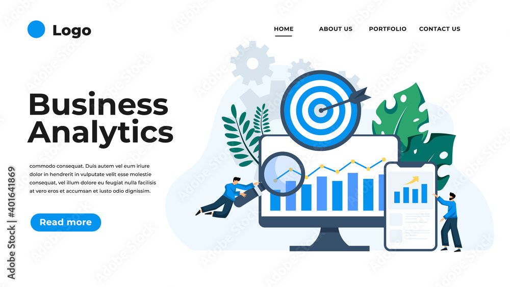 Poster modern flat design illustration of business analytics. can be used for website and mobile website or