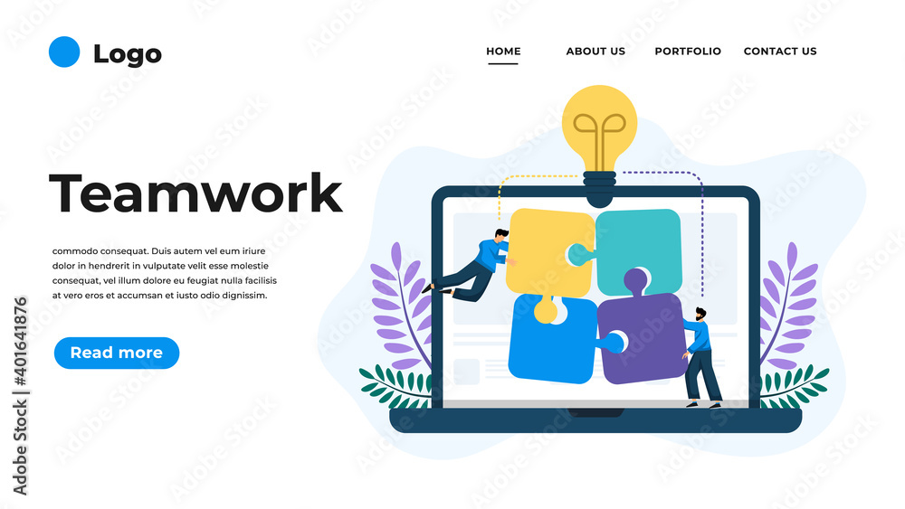 Poster modern flat design illustration of teamwork. can be used for website and mobile website or landing p