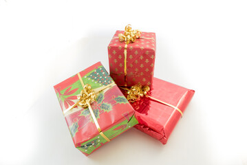 Christmas presents with white background