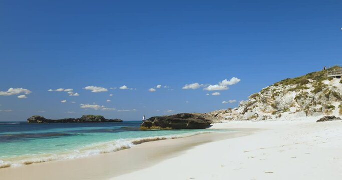 Pinky beach of Rottnest Island, Perth Australia. Tourism and lifestyle concepts.