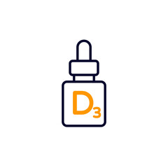 d3 vitamin dropper bottle line icon