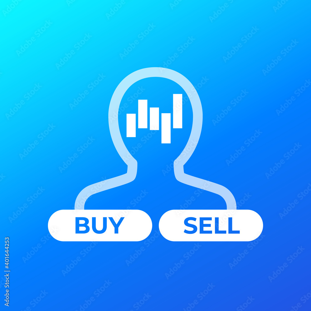 Poster trader or broker icon, vector
