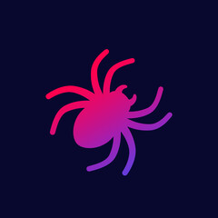 Spider icon on dark, vector art