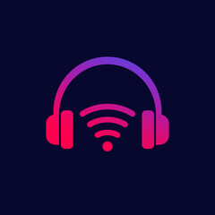 wireless headset, headphones vector icon