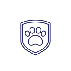 animal shelter, paw and shield line icon