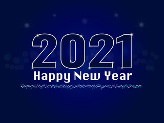 2021 Happy New Year background. text with bokeh flat icon. vector illustration greeting card and poster design.