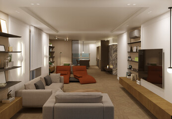 modern apartment interior, 3D illustration