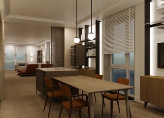 modern apartment interior, 3D illustration