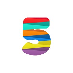5 number logo with colorful diagonal lines. For brand label, Colorful Anniversary Celebration, creative poster and icon, multimedia ads and more
