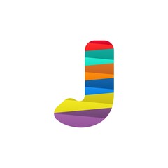 J letter logo with colorful diagonal lines. For brand label, Colorful Anniversary Celebration, creative poster and icon, multimedia ads and more