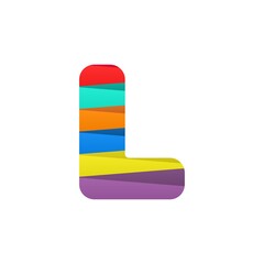 L letter logo with colorful diagonal lines. For brand label, Colorful Anniversary Celebration, creative poster and icon, multimedia ads and more