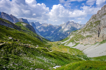 Fototapeta premium Mountain and hiking path landscape in French alps