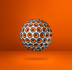 Speakers sphere on a orange studio background