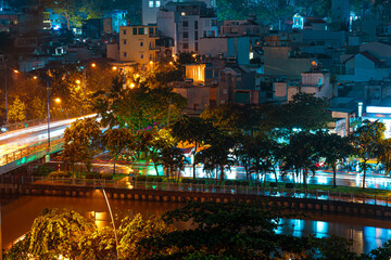Naklejka premium POV - HCM - Hochiminh City by night background