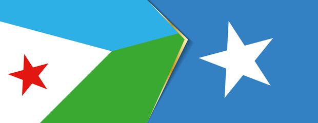 Djibouti and Somalia flags, two vector flags.