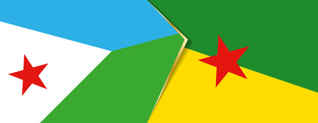 Djibouti and French Guiana flags, two vector flags.