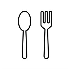 Plate, fork and knife icon in flat style. Food symbol isolated on white background. Bar, cafe, hotel concept