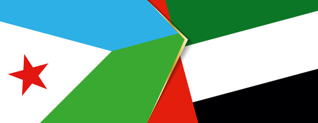 Djibouti and United Arab Emirates flags, two vector flags.