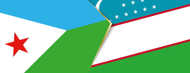 Djibouti and Uzbekistan flags, two vector flags.