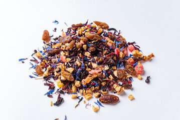 black tea with fruits and petals
