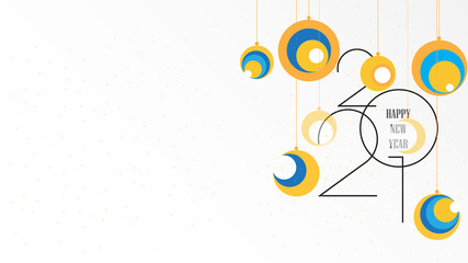 Obraz premium Happy New Year 2021 lamp yellow lines numeric design white background