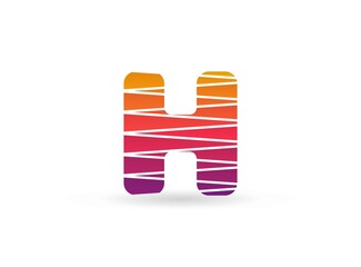 H letter trendy gradient color logo with diagonal lines. Sliced design perfect for creative poster, brand label, social media , corporate identity and more