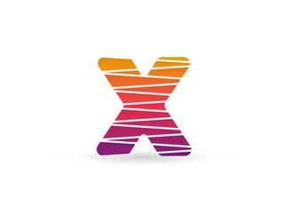 Obraz premium X letter trendy gradient color logo with diagonal lines. Sliced design perfect for creative poster, brand label, social media , corporate identity and more