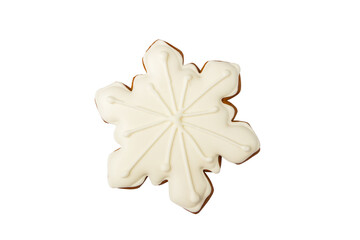 Fototapeta na wymiar Christmas snowflake shaped gingerbread with different decorations