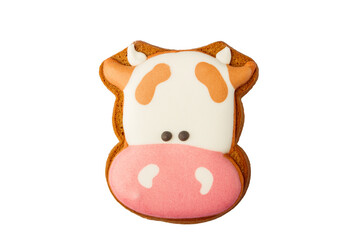 Bull face shaped gingerbread with different decorations