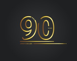 80 Year Anniversary celebration with golden color vector number