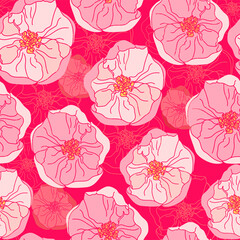Floral seamless pattern. Vector background with flowers. Hand drawn artwork for textiles, fabrics, souvenirs, packaging and greeting cards.