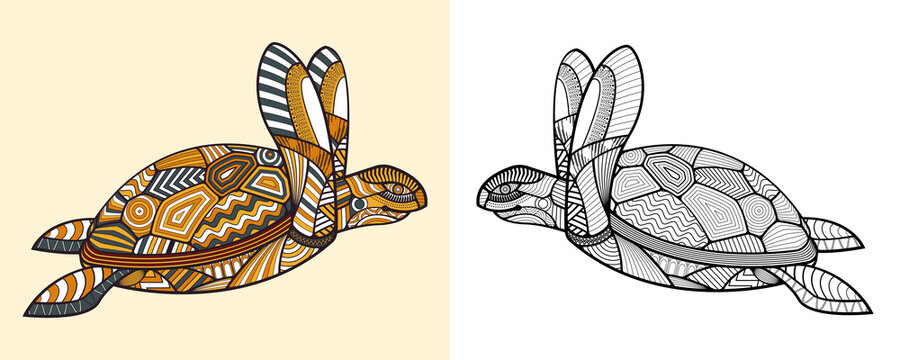 Abstract Coloring book Turtle design
