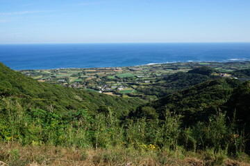 Obraz premium Scenic view from Amagakura observatory, in Tanegashima island, Kagoshima, Japan - 鹿児島県 種子島 天女ヶ倉 展望台からの眺望