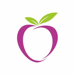 Plum fruit logo design template vector illustration