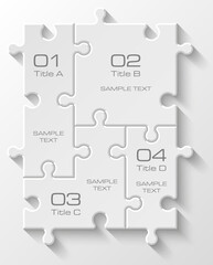 Four sided 3d puzzle presentation infographic template with explanatory text field for business statistics