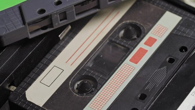 Vintage audio cassette tape. High quality 4k footage