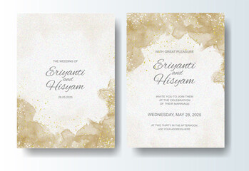 Beautiful wedding card watercolor with splash 