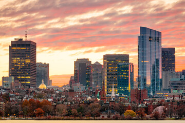 Boston, Massachusetts, USA downtown cityscape from across the Charles River