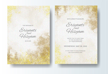 Beautiful wedding card watercolor with splash 