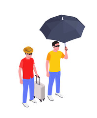 People With Umbrella Vector Illustration
