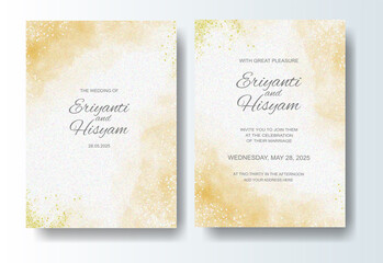 Beautiful wedding card watercolor with splash 