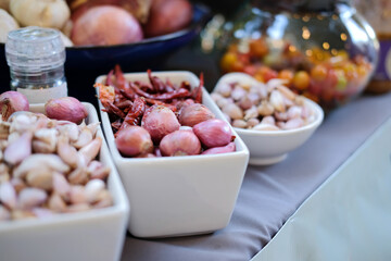 shallot, dried chili and garlic. herb spice ingredient for cooking Thai food