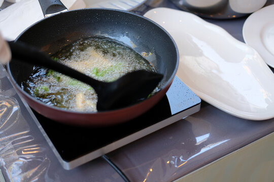 Deep Fried Vegetable In Frying Pan.